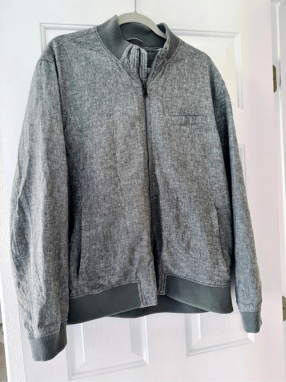 Banana Republic Cotton-Linen Bomber Jacket Green Size Large